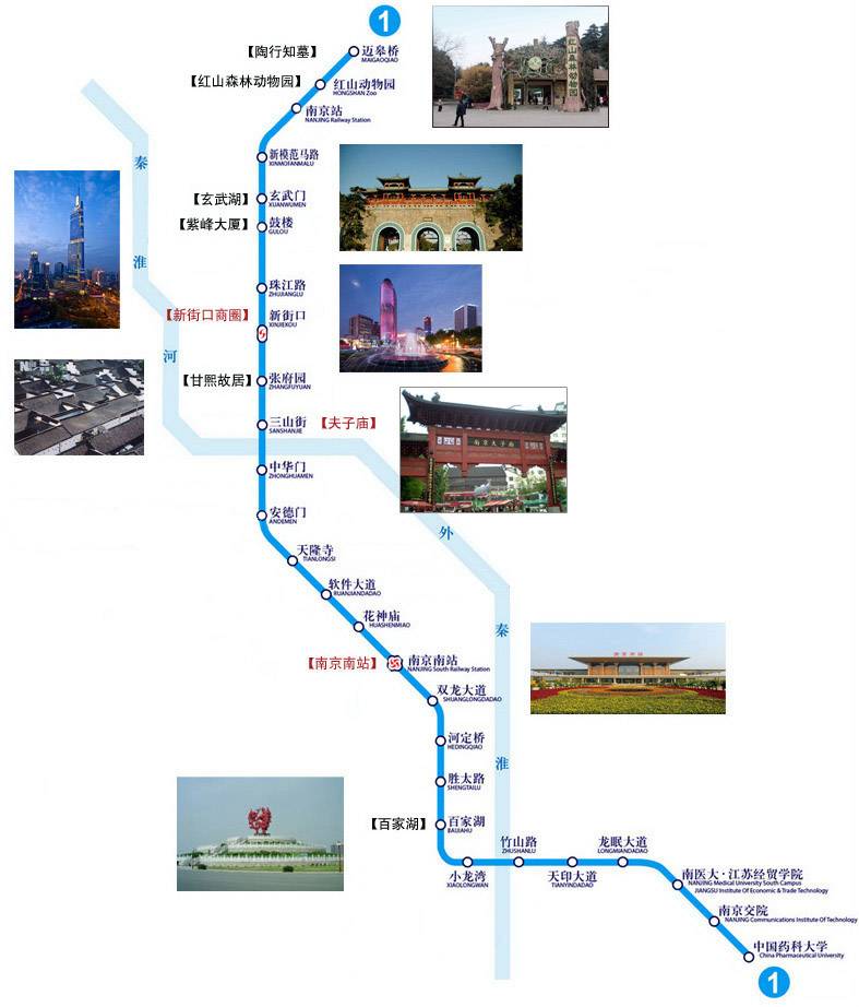 南京轨道交通一号线线路图