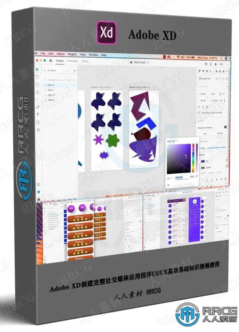 Adobe XD创建完整社交媒体应用程序UI/UX高级基础知识视频教程