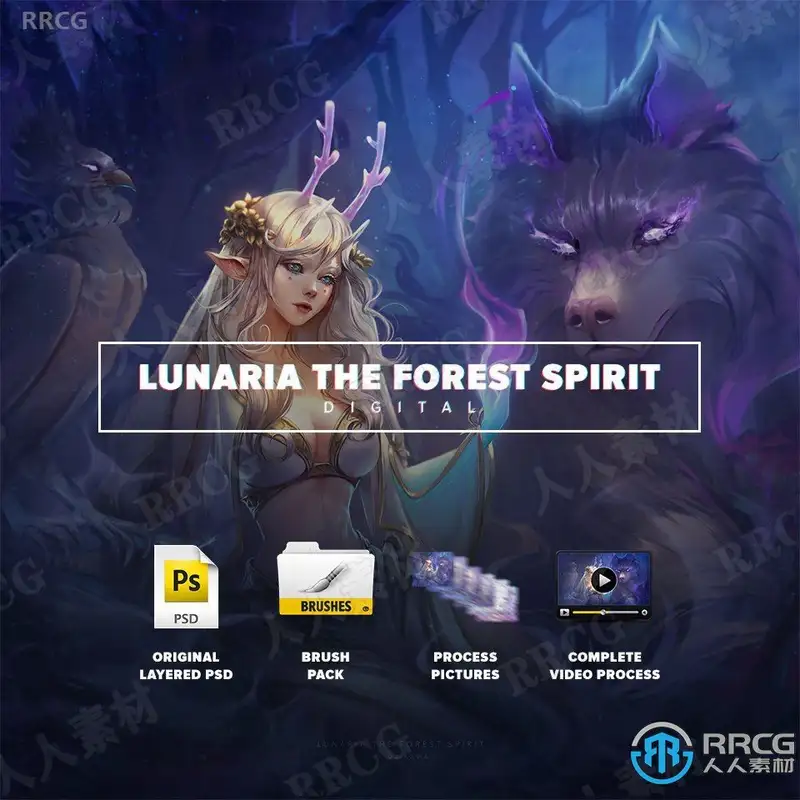 唯美森林精灵女孩角色设计数字绘画训练视频教程