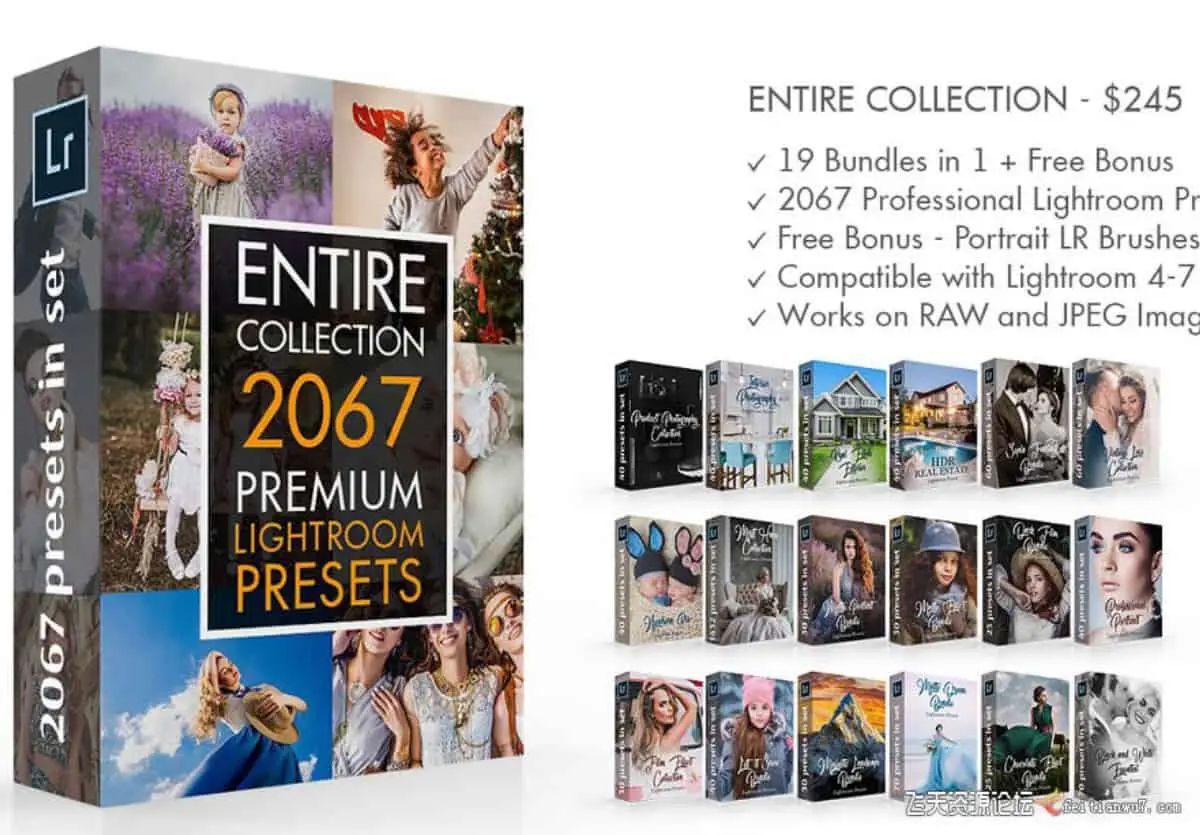 2067个通透明亮LR预设包含新生儿童电影胶片婚礼人像房地产预设合集