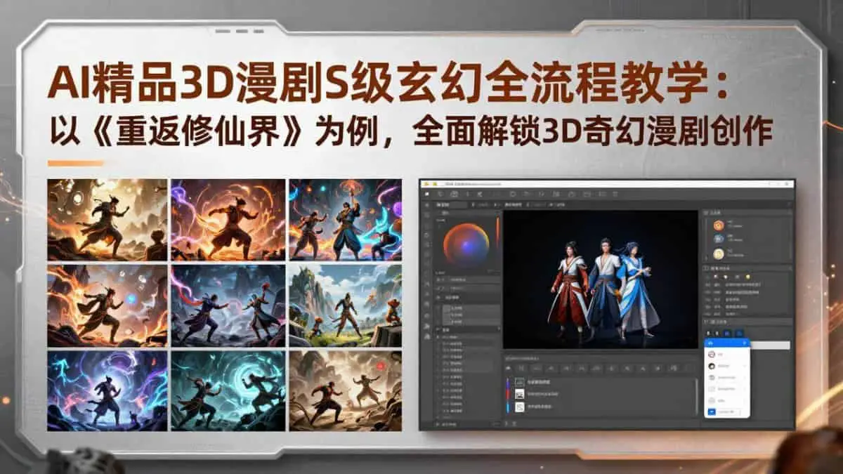 （17882期）AI精品3D漫剧S级玄幻全流程教学：以《重返修仙界》为例，全面解锁3D奇幻漫剧创作