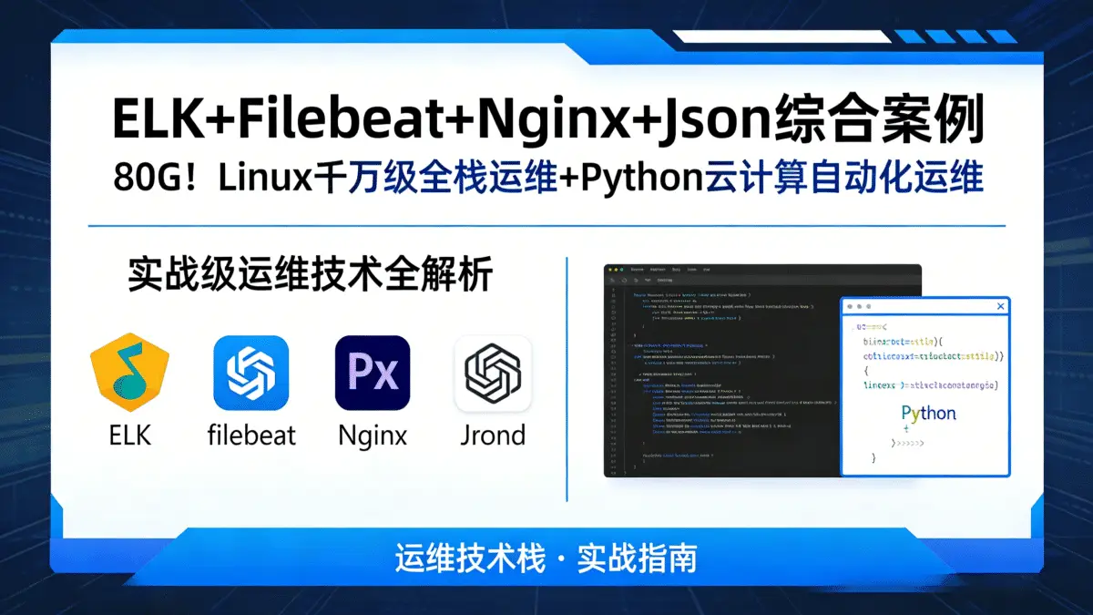 ELK+Filebeat+Nginx+Json综合案例 80G！Linux千万级全栈运维+Python云计算自动化运维