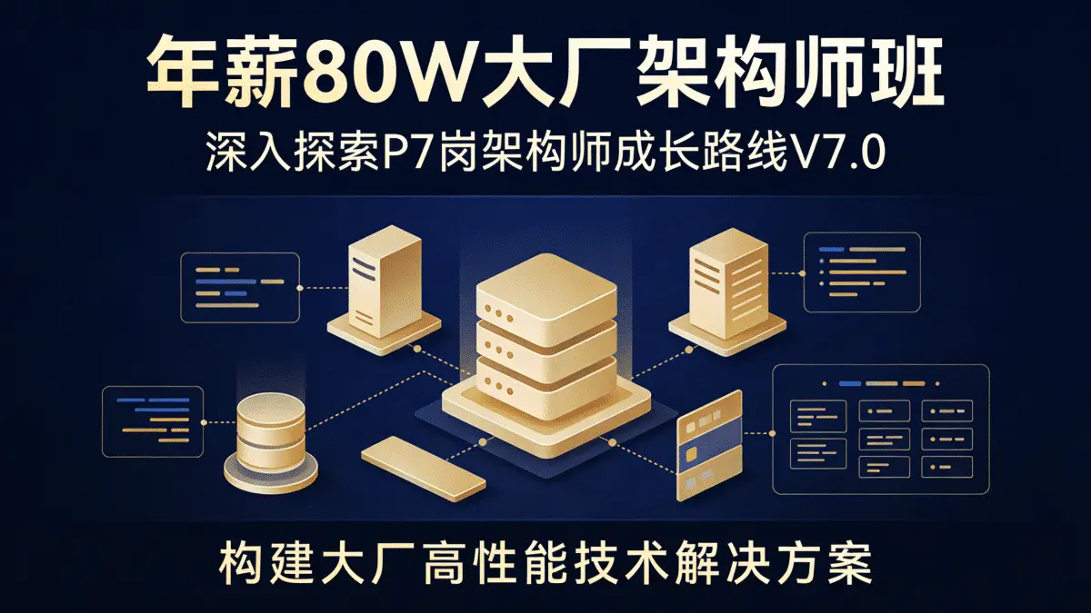年薪80W大厂架构师班 深入探索P7岗架构师成长路线V7.0 构建大厂高性能技术解决方案
