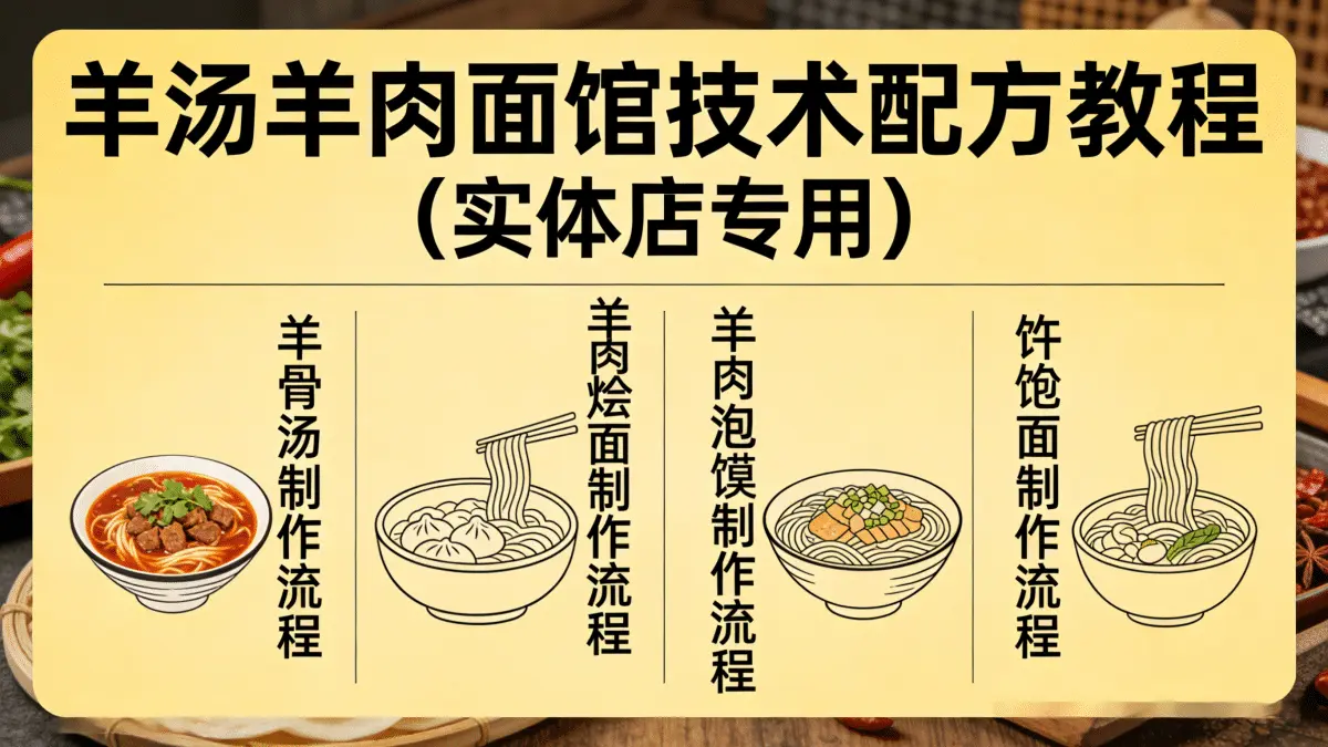 羊汤羊肉面馆技术配方教程（实体店专用）：羊骨汤/羊肉烩面/羊肉泡馍/饸饹面全流程制作