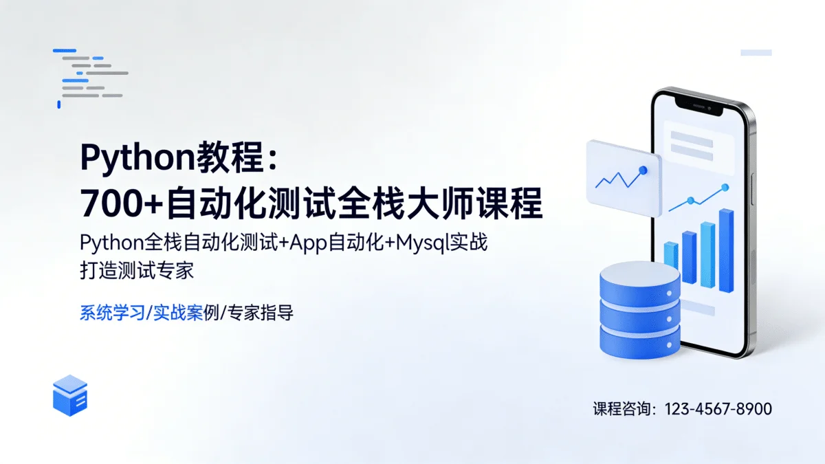 [Python教程] 700+自动化测试全栈大师课程 Python全栈自动化测试+App自动化+Mysql实战 打造测试专家
