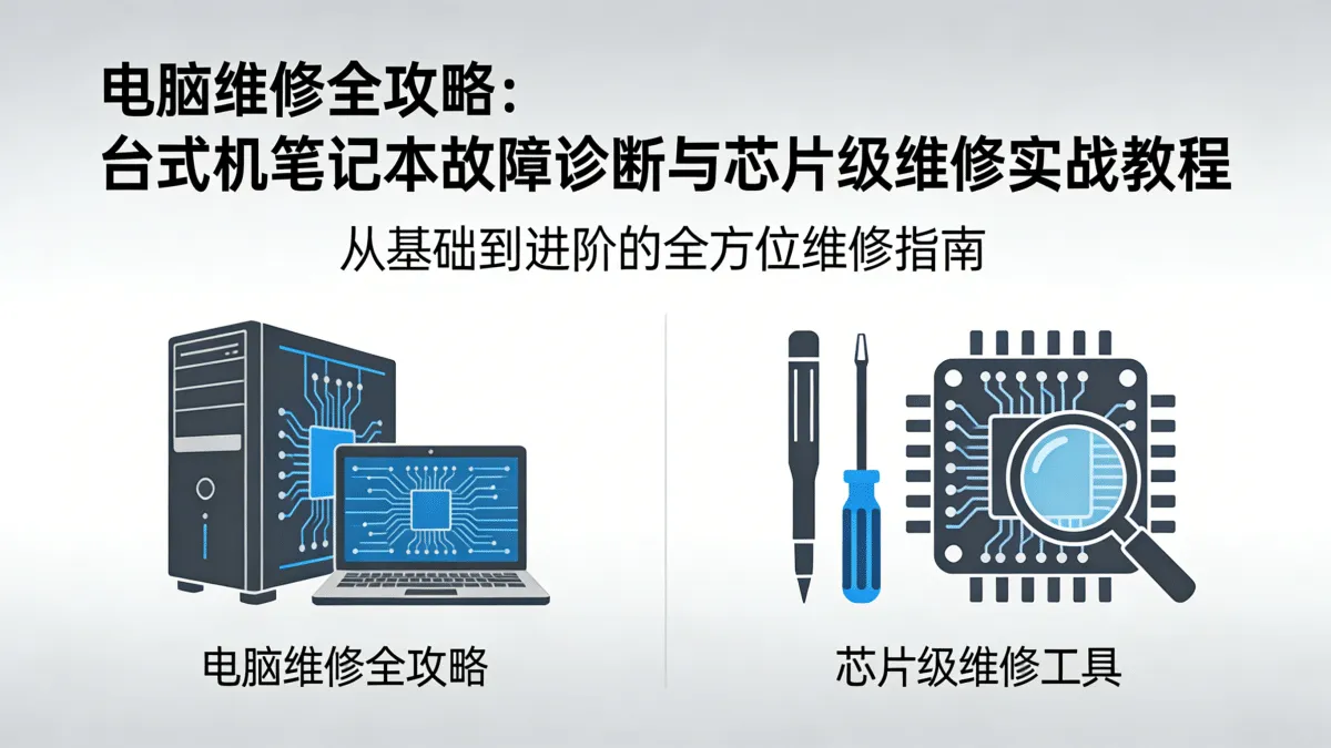 电脑维修全攻略：台式机笔记本故障诊断与芯片级维修实战教程