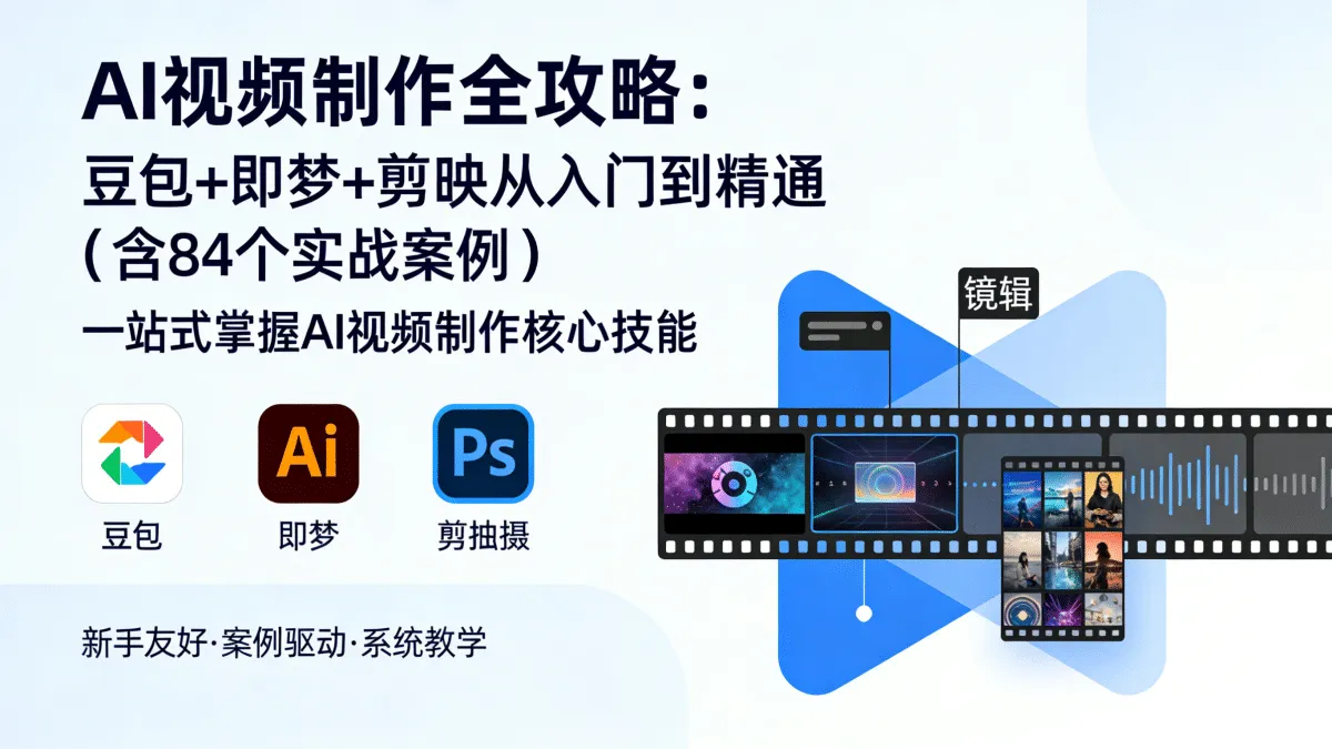 AI视频制作全攻略：豆包+即梦+剪映从入门到精通（含84个实战案例）