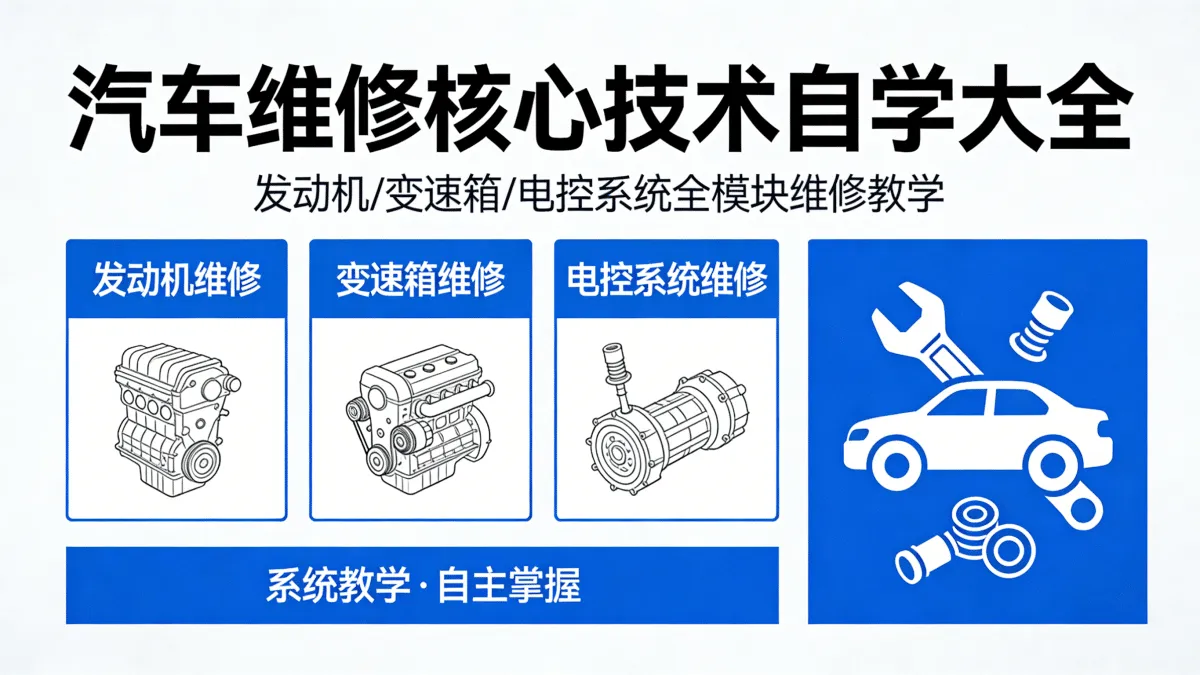 汽车维修核心技术自学大全：发动机/变速箱/电控系统全模块维修教学