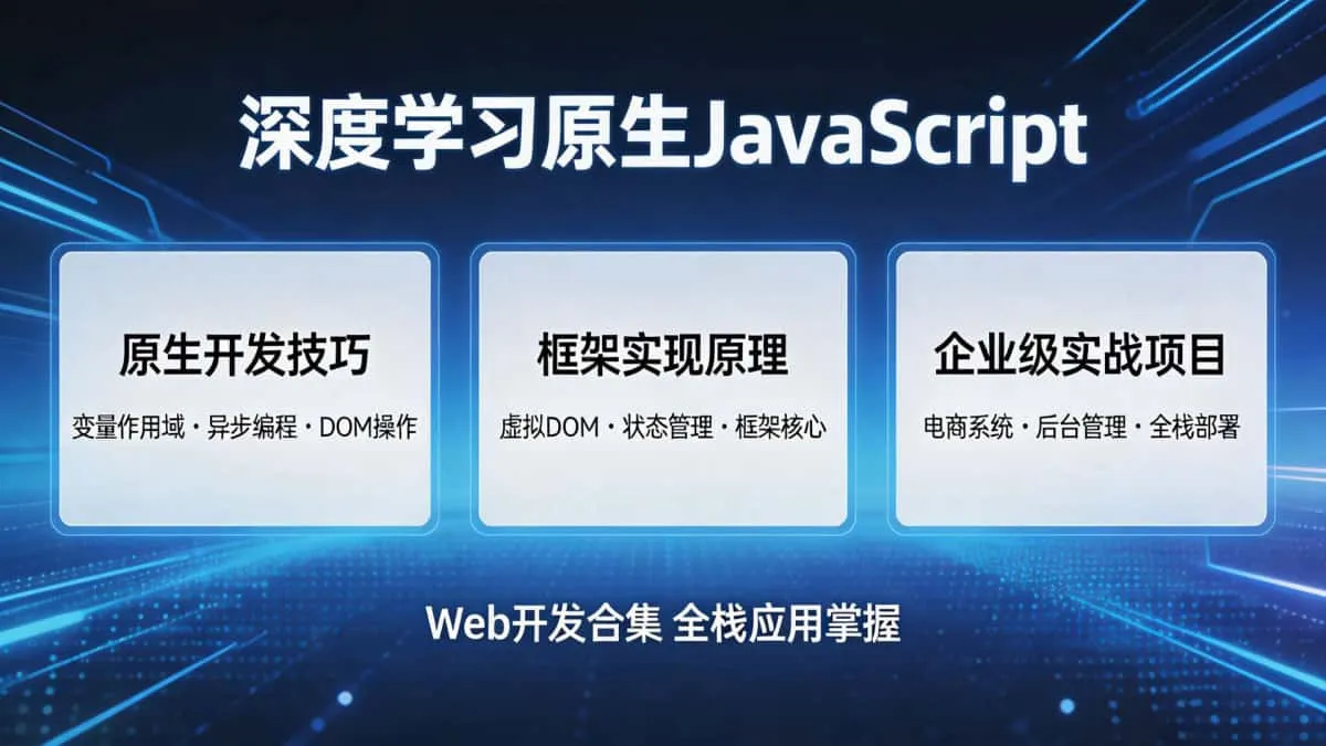[Web开发合集] 深度学习原生JavaScript开发高级课程 原生技巧/框架实现/实战项目详解 全栈应用完美掌握