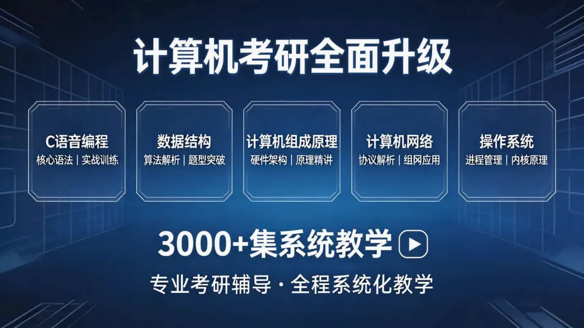 [其他综合软件编程开发课程] 3000多集 5门计算机考研课程全面升级 C语言+数据结构+组成原理+计算机网络+操作系统
