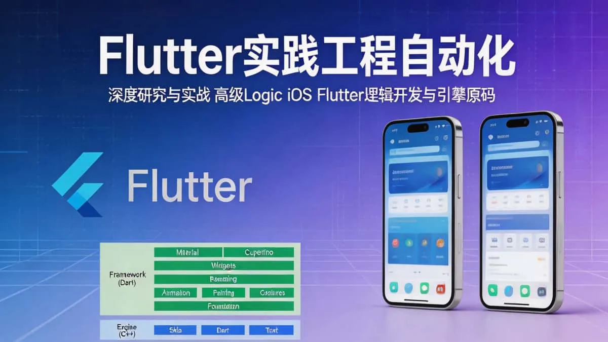 [Flutter教程] Flutter实践工程自动化！深度研究与实 高级Logic iOS Flutter逻辑开发与引擎源码
