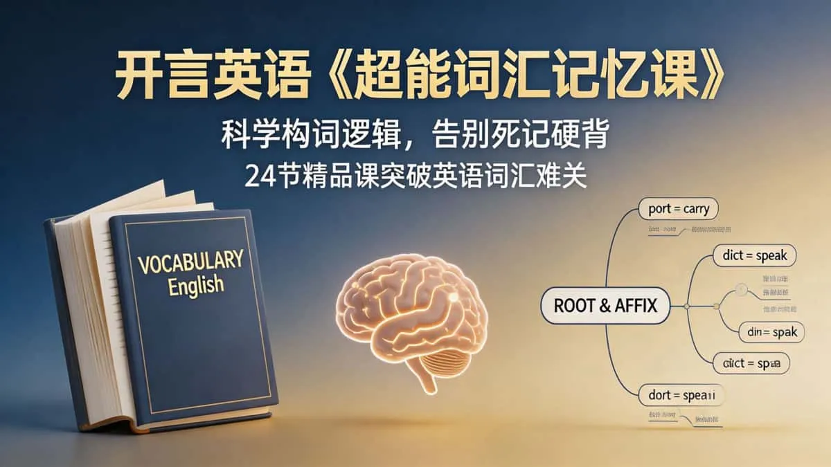 开言英语《超能词汇记忆课》｜科学构词逻辑，告别死记硬背，24 节精品课突破英语词汇难关
