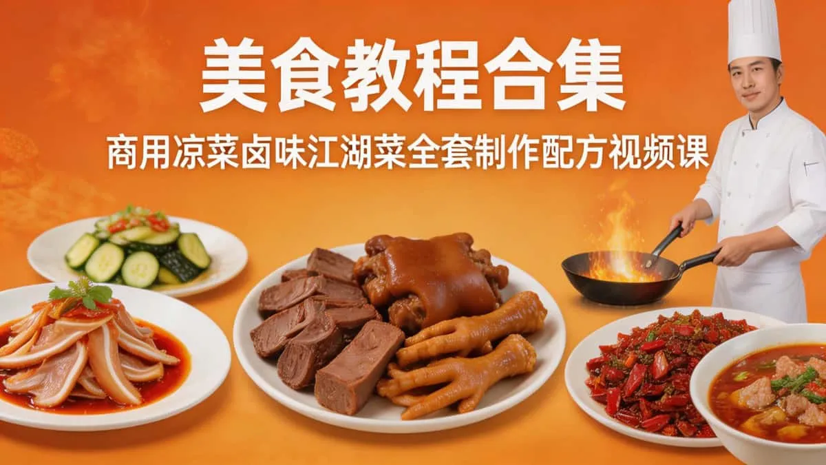 美食教程合集｜商用凉菜卤味江湖菜全套制作配方视频课