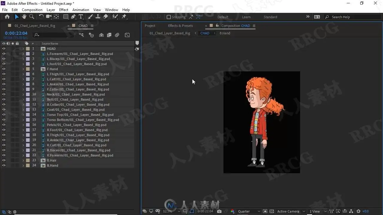AE2D卡通人物装配动画制作技能培训视频教程
