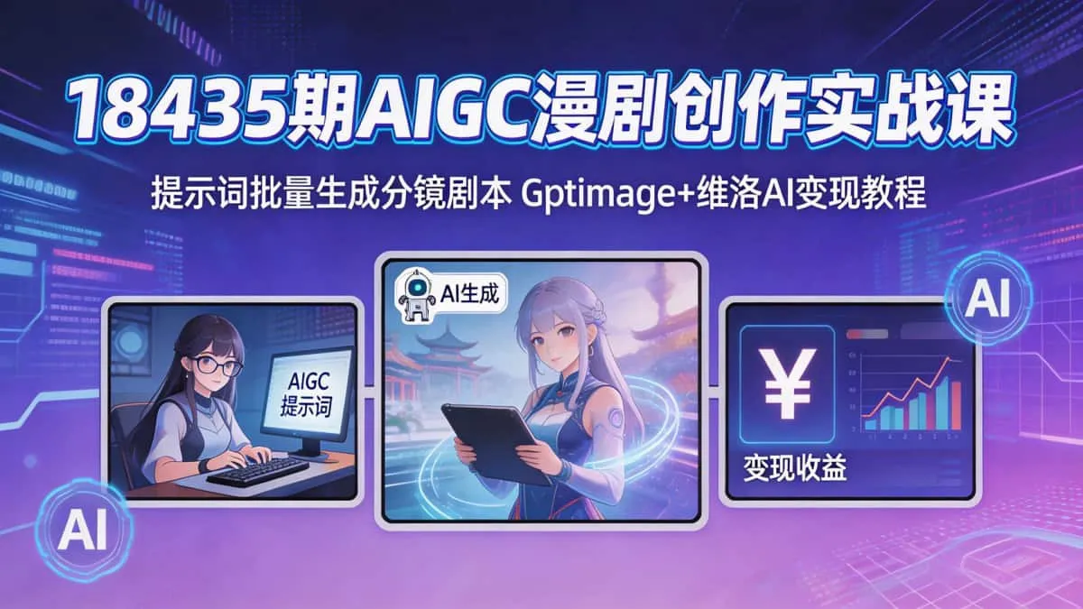 18435期AIGC漫剧创作实战课 提示词批量生成分镜剧本Gptimage+维洛AI变现教程