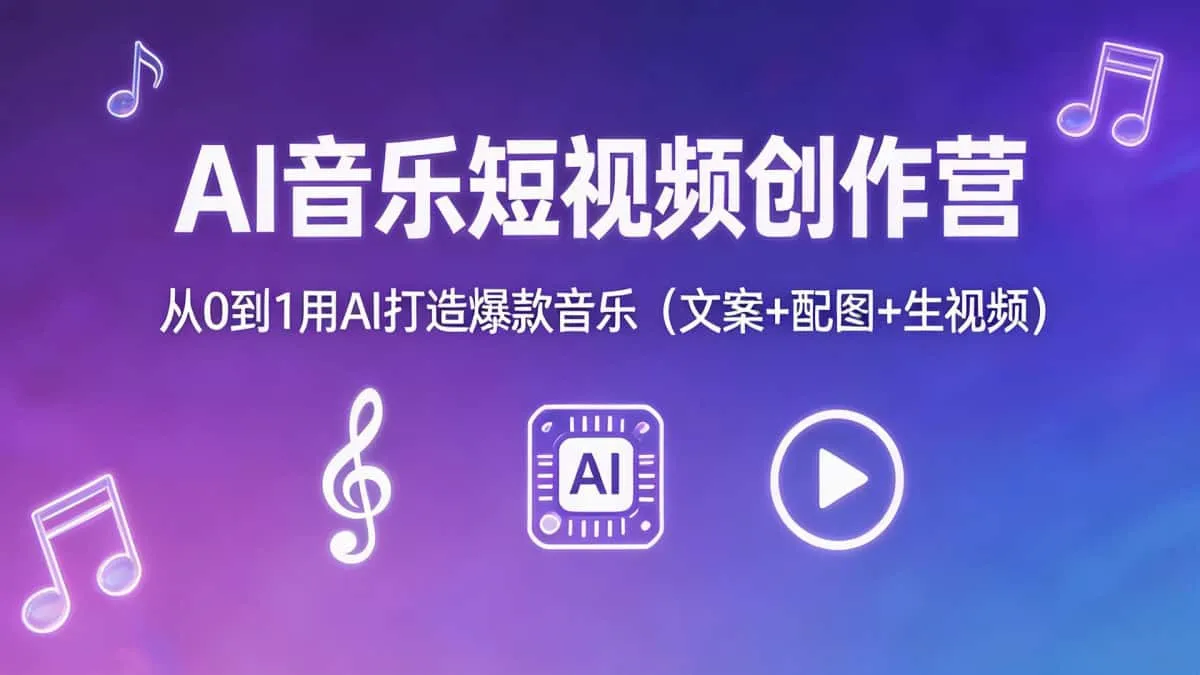 AI音乐短视频创作营｜从0到1用AI打造爆款音乐（文案+配图+生视频）
