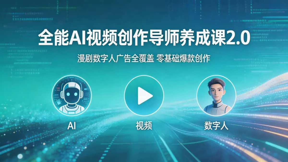 （18505期）全能AI视频创作导师养成课2.0漫剧数字人广告全覆盖 零基础爆款创作