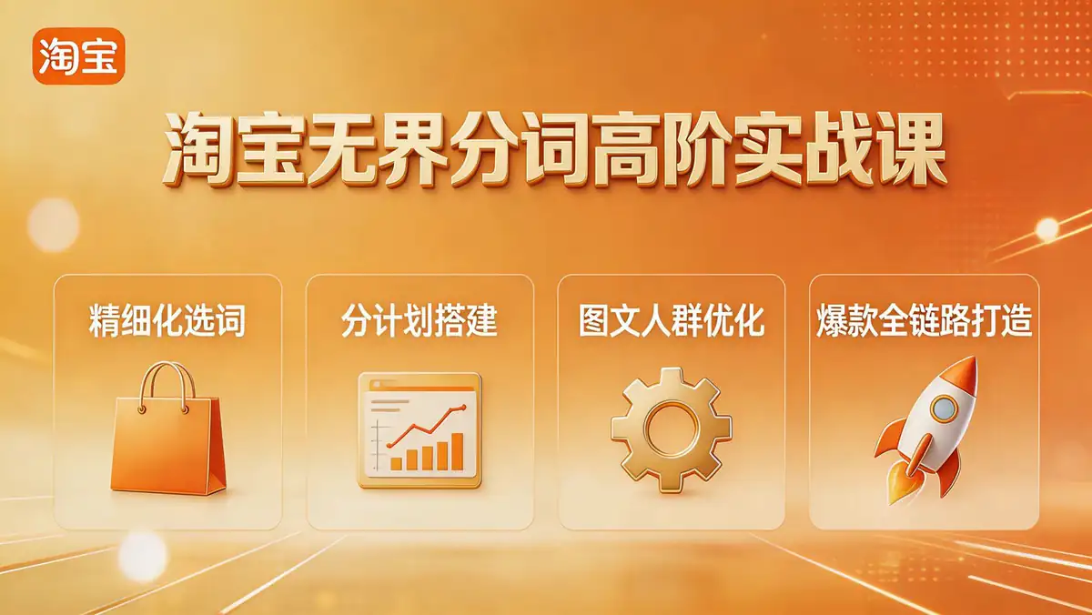 18564 期 淘宝无界分词高阶实战课：精细化选词 + 分计划搭建 图文人群优化 爆款全链路打造