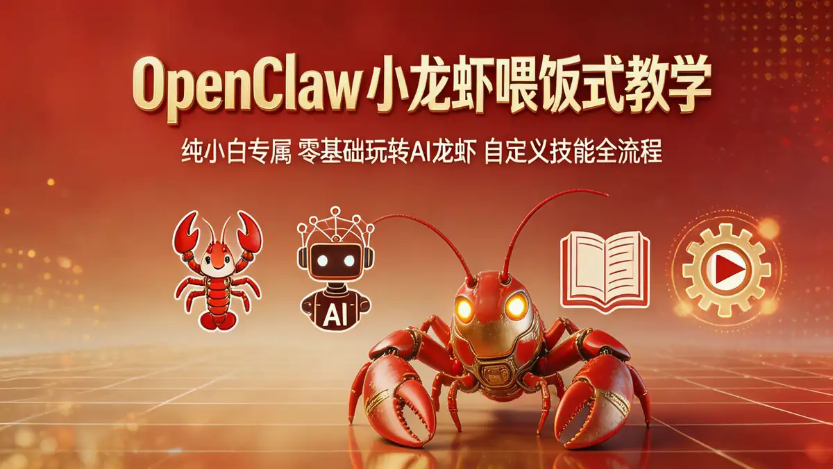 18566 期 纯小白专属 OpenClaw 小龙虾喂饭式教学（5 月 22 日更新）：零基础玩转 AI 龙虾 自定义技能全流程