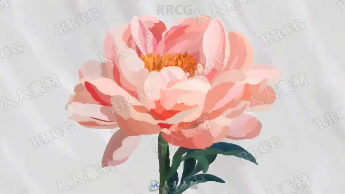 Procreate绘画平面风格水粉植物数字水粉画视频教程