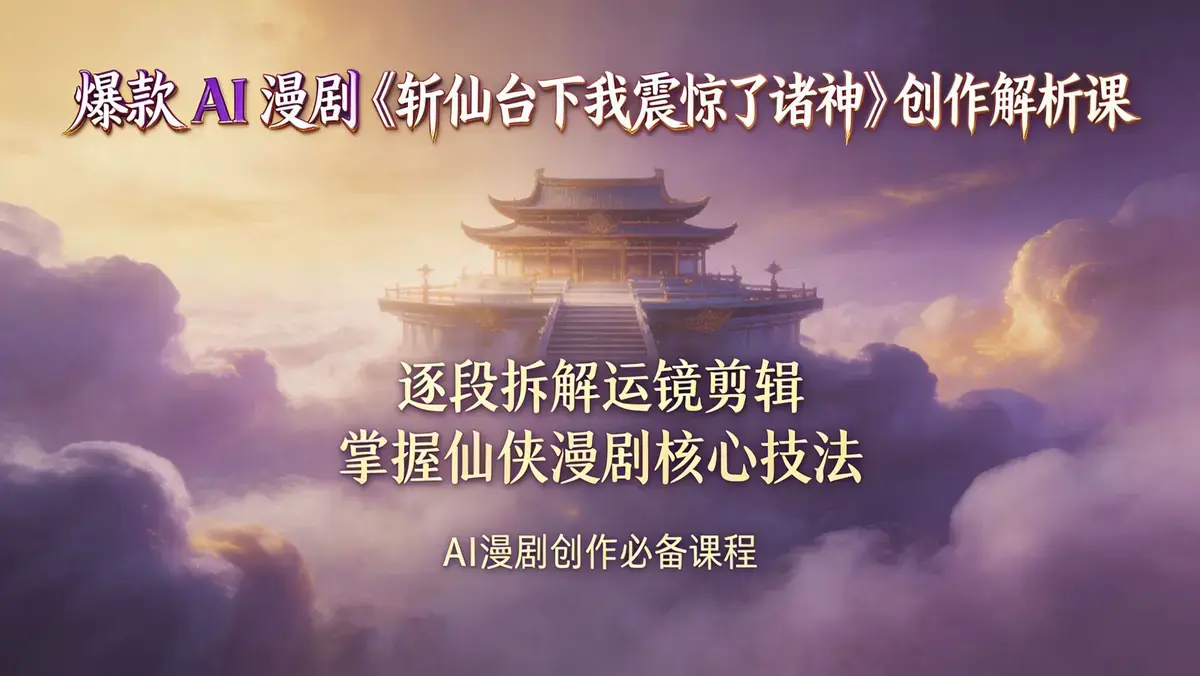 18620 期爆款 AI 漫剧《斩仙台下我震惊了诸神》创作解析课 | 逐段拆解运镜剪辑 掌握仙侠漫剧核心技法