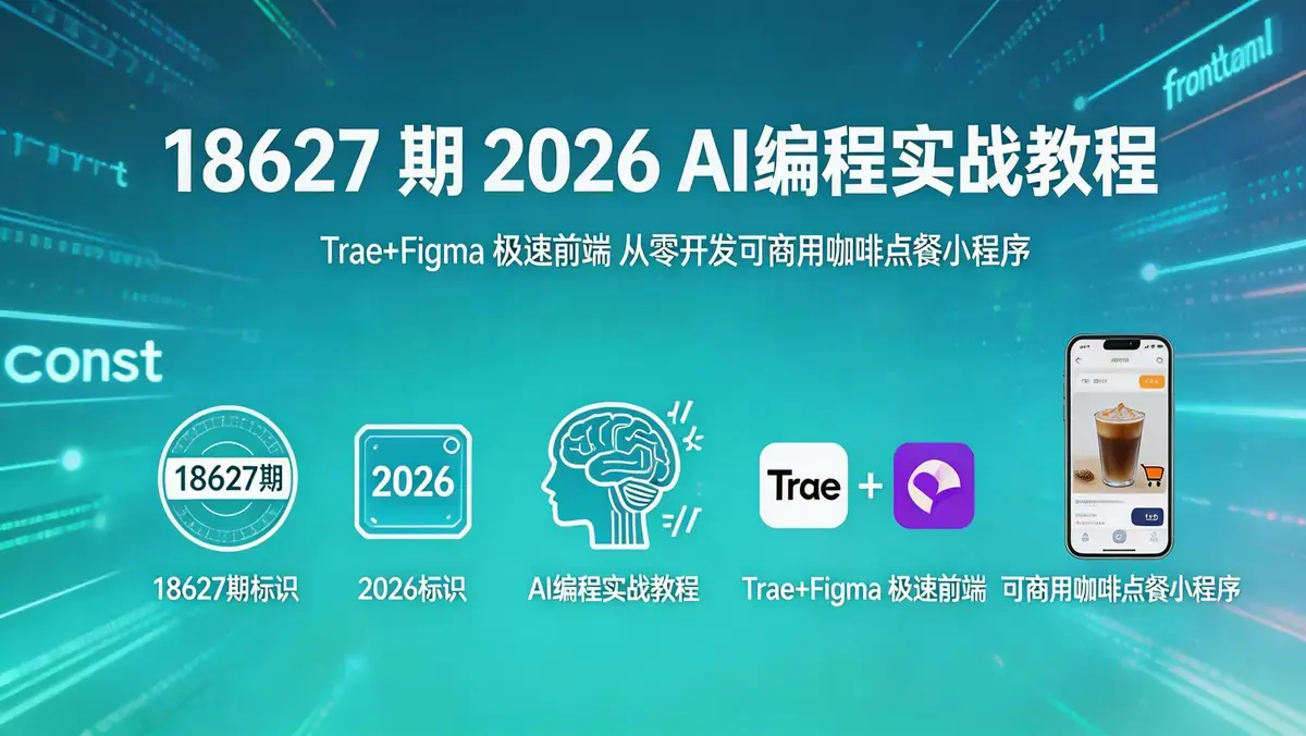 18627 期 2026 AI 编程实战教程 | Trae+Figma 极速前端 从零开发可商用咖啡点餐小程序
