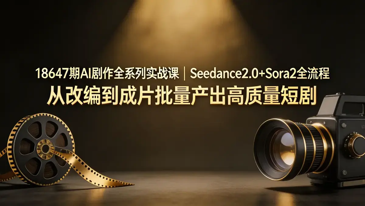 18647 期 AI 剧作全系列实战课 | Seedance2.0+Sora2 全流程 从改编到成片批量产出高质量短剧