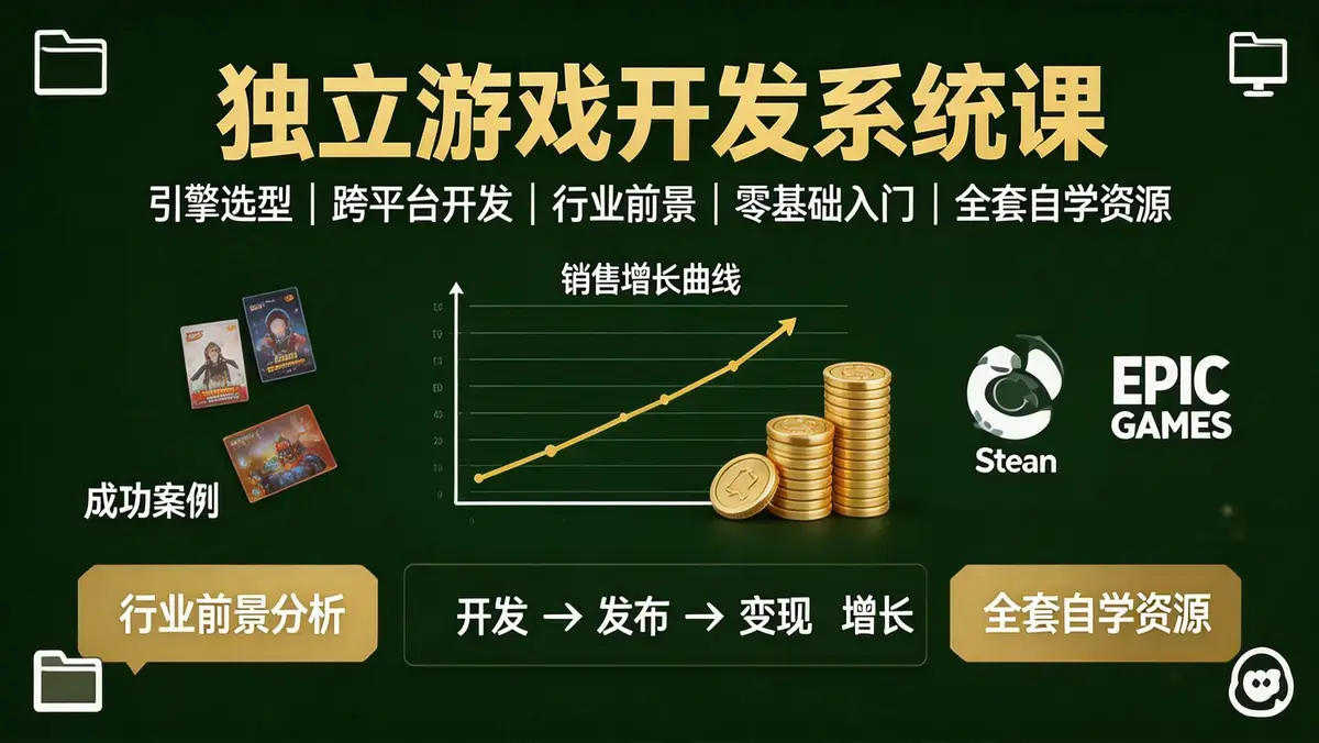 独立游戏开发系统课：引擎选型 + 跨平台 + 行业前景，零基础入门全套自学资源