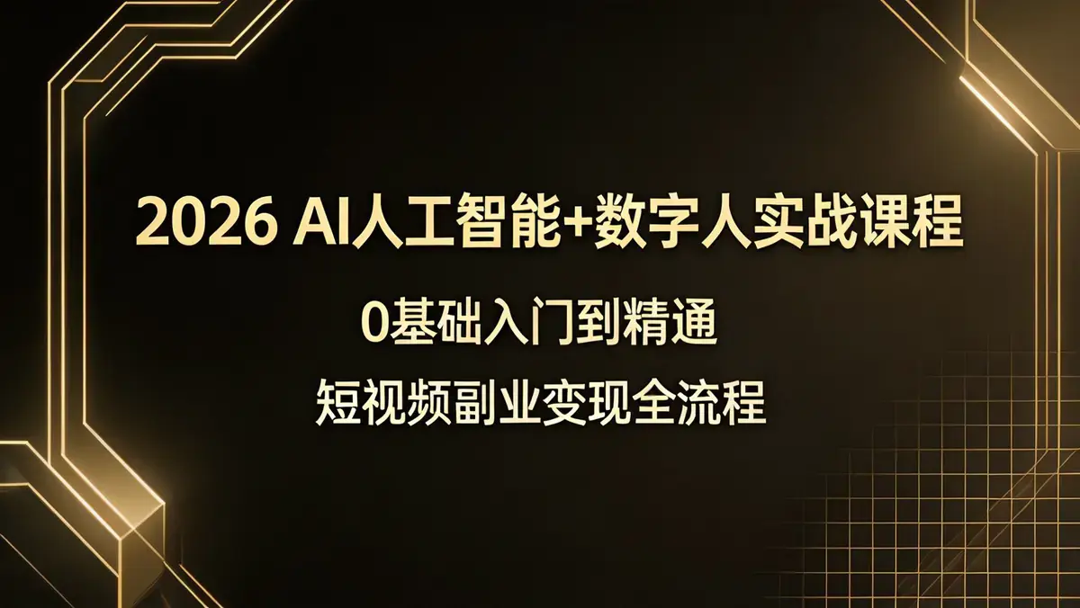 2026 AI人工智能+数字人实战课程|0基础入门到精通 短视频副业变现全流程 (3)