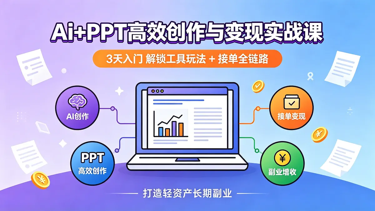 AI+PPT 高效创作与变现实战课|3 天入门 解锁工具玩法 + 接单全链路 打造轻资产长期副业 (1)