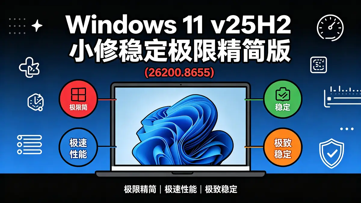 Windows 11 v25H2（26200.8655）小修轻度精简版：专业级纯净系统解决方案