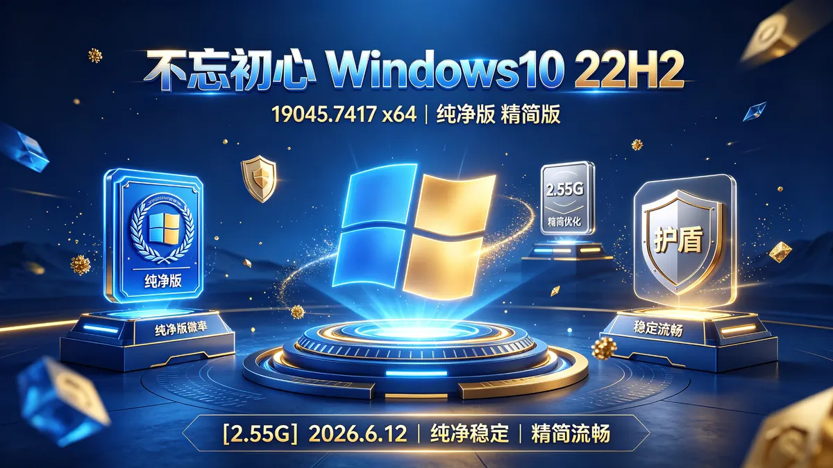 不忘初心 Windows10 22H2 (19045.7417) x64 <a href='https://www.sblzyw.com/tag/%e7%ba%af%e5%87%80%e7%89%88'>纯净版</a> 精简版[2.55G](2026.6.12) (1)