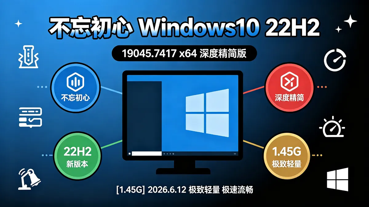 不忘初心 Windows10 22H2 (19045.7417) x64 深度精简版[1.45G](2026.6.12) (1)