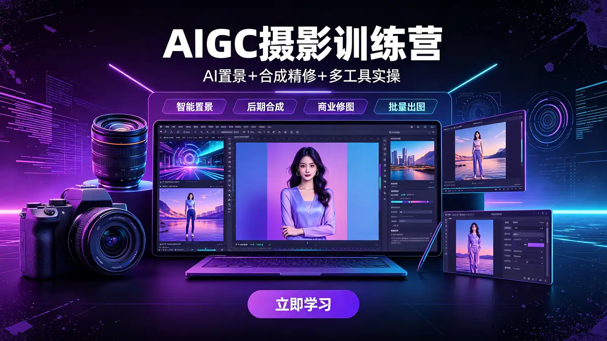 AIGC摄影训练营:AI置景 + 合成精修 + 多工具实操插图 <a href='https://520zyw.com/tag/ai%e6%99%ba%e8%83%bd%e7%bd%ae%e6%99%af'>AI智能置景</a>, <a href='https://520zyw.com/tag/ai%e7%bd%ae%e6%99%af%e5%ae%9e%e6%93%8d%e7%af%87'>AI置景实操篇</a>, <a href='https://520zyw.com/tag/%e5%90%88%e6%88%90%e7%b2%be%e4%bf%ae%e7%af%87'>合成精修篇</a>, <a href='https://520zyw.com/tag/%e5%95%86%e4%b8%9a%e5%90%88%e6%88%90%e6%8a%80%e5%b7%a7'>商业合成技巧</a>, <a href='https://520zyw.com/tag/%e6%91%84%e5%bd%b1%e5%b8%83%e5%85%89%e7%b3%bb%e7%bb%9f%e8%af%be%e7%a8%8b'>摄影布光系统课程</a>
