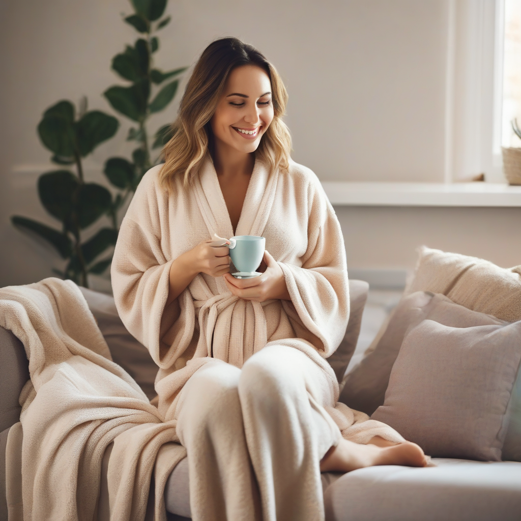 Comfortable pregnant woman at home